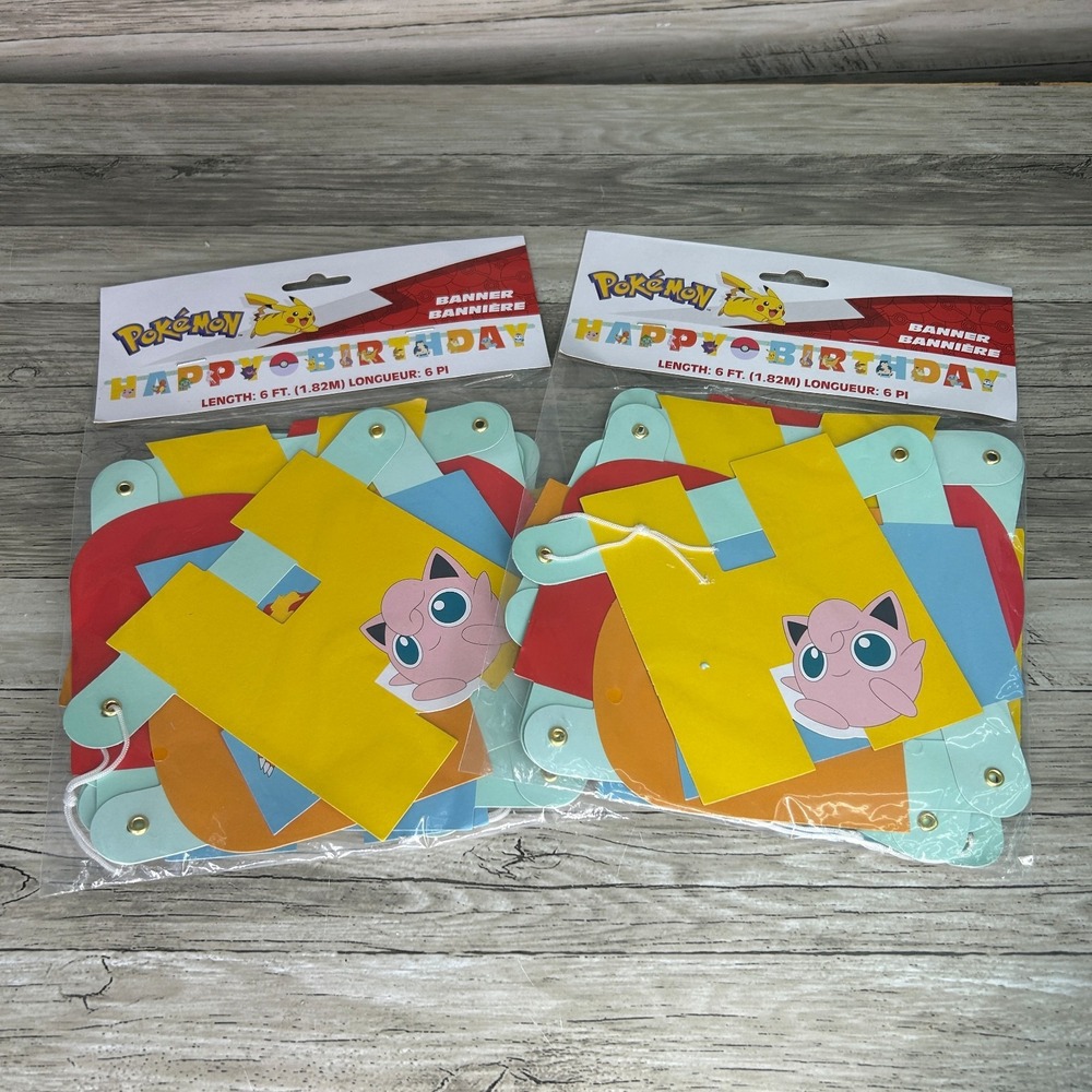 Pokémon Birthday Party Banner Happy Birthday Supply 6ft Set of 2
